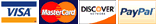 We accept: Visa, MasterCard, Discover, Paypal, Checks and Money Orders