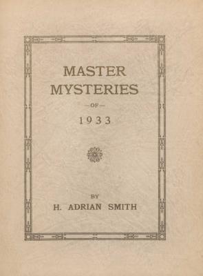 Master Mysteries of 1933 by H. Adrian Smith