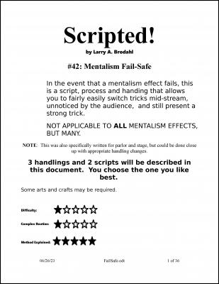 Scripted #42: Mentalism Fail-Safe by Larry Brodahl