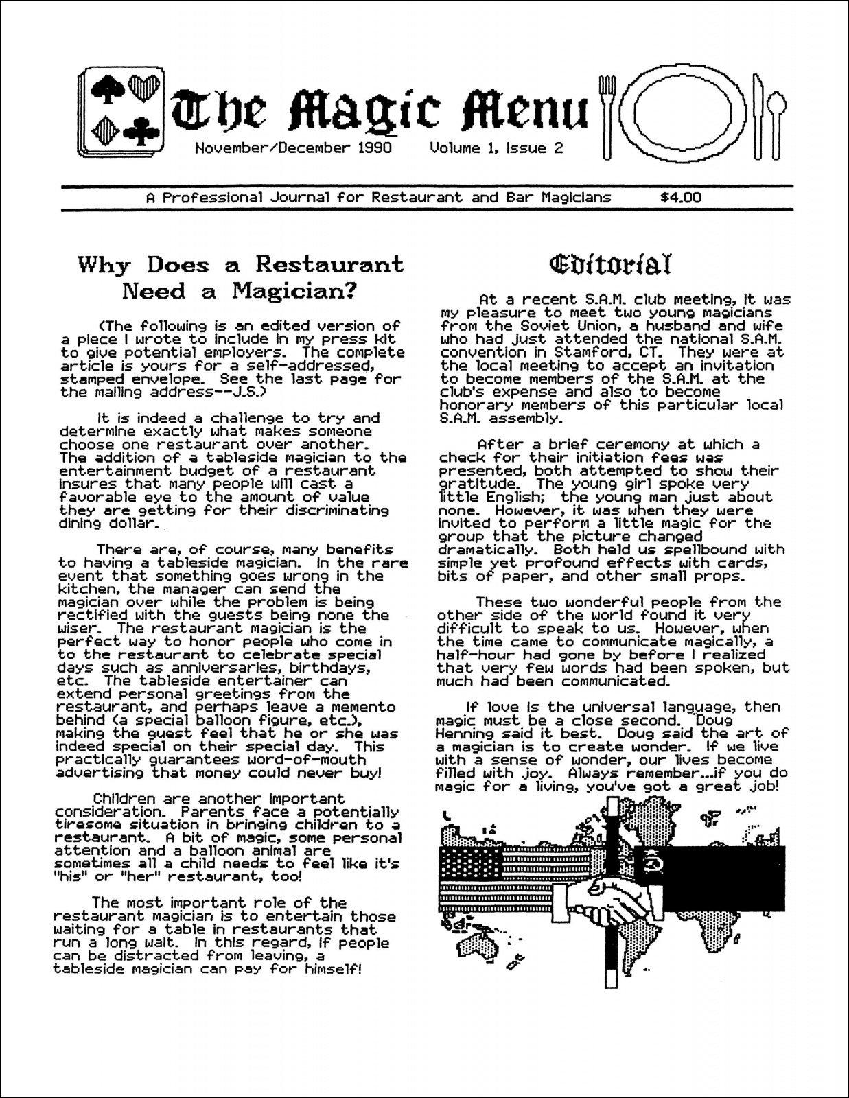 Menu Magic Magic Menu volume 1, number 2 (Nov - Dec 1990) by Jim Sisti : Lybrary.com
