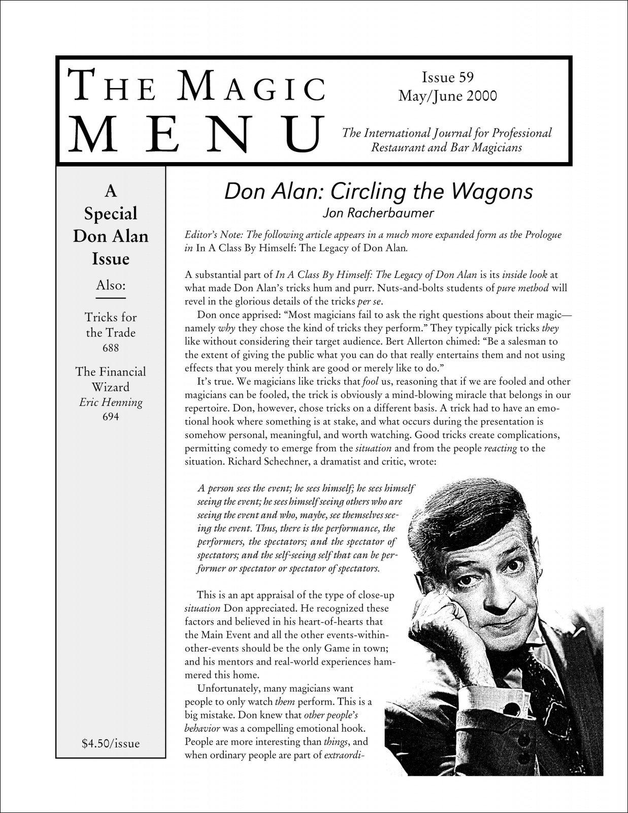 Magic Menu volume 10, number 59 (May - Jun 2000) by Jim Sisti : Lybrary.com