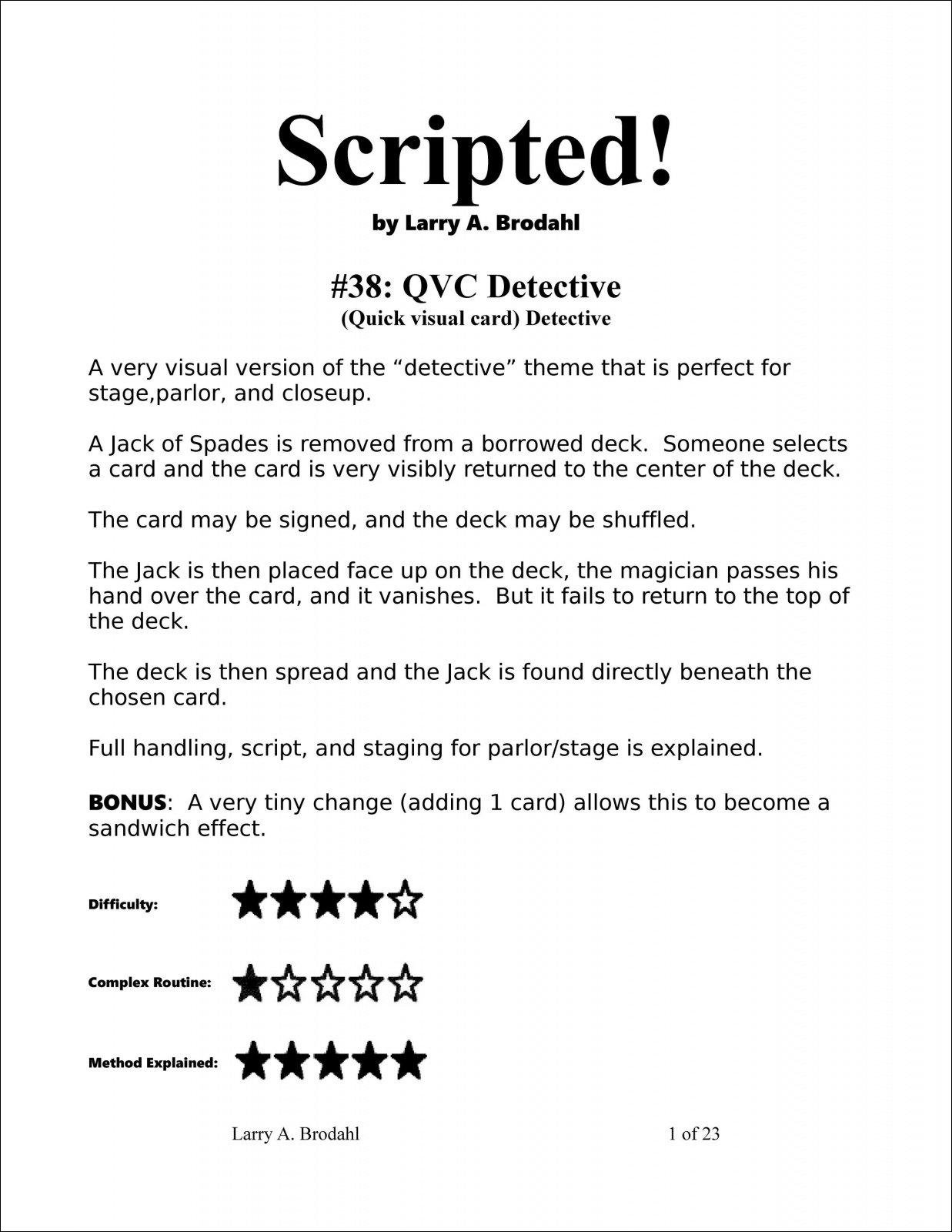 Scripted #38: QVC Detective by Larry Brodahl : Lybrary.com