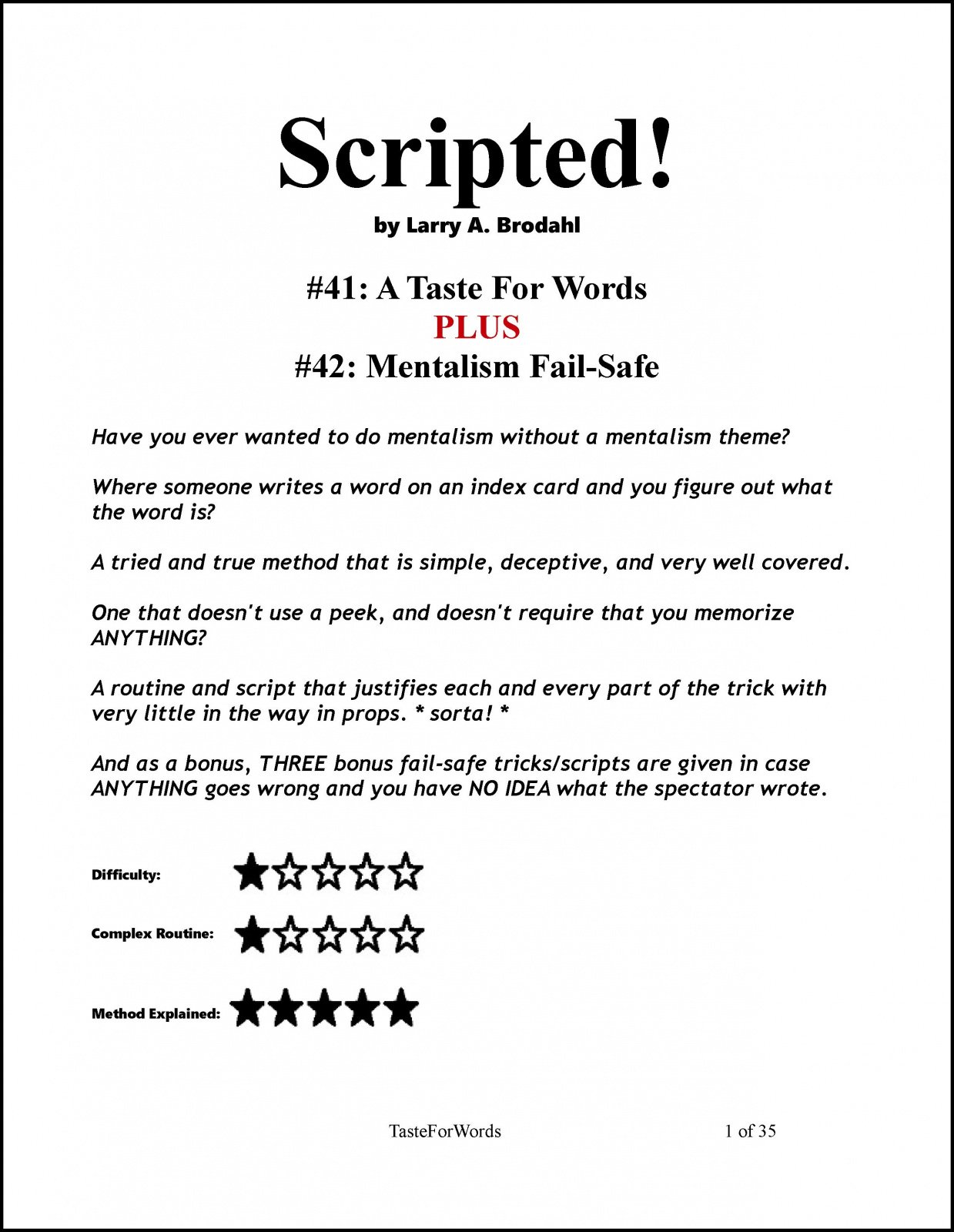 Scripted #41: A Taste for Words by Larry Brodahl : Lybrary.com