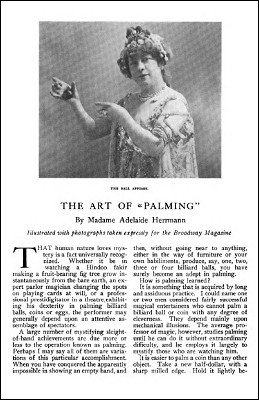 The Art of Palming by Adelaide Herrmann