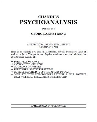 Chandu's Psychoanalysis by Chandu & George Armstrong