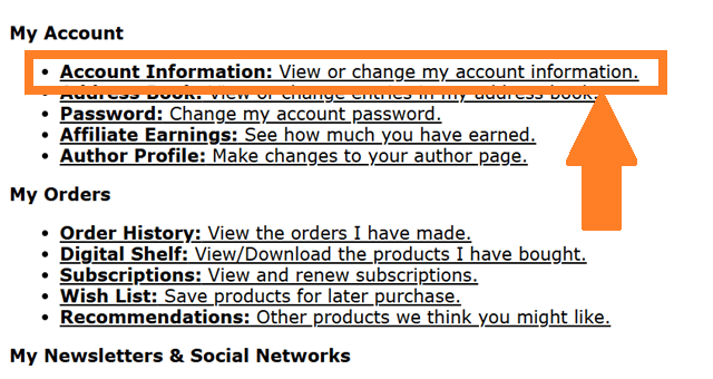 go to account information