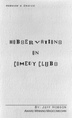 Hobservations on Comedy Clubs by Jeff Hobson