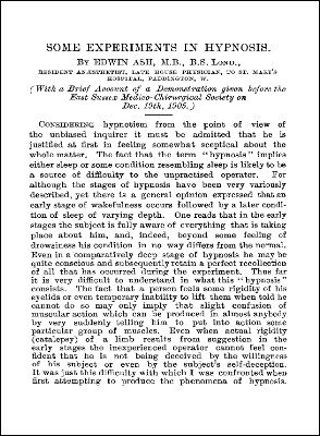 Hypnosis in the Lancet by Edwin Ash