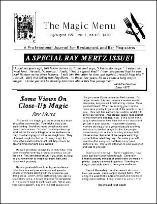 Magic Menu volume 1, number 6 (Jul - Aug 1991) by Jim Sisti