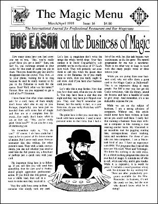 Magic Menu volume 3, number 16 (Mar - Apr 1993) by Jim Sisti