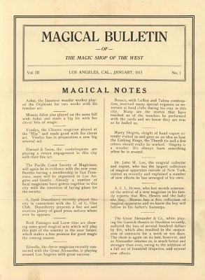 Magical Bulletin Volume 3 (1915) by Floyd Gerald Thayer