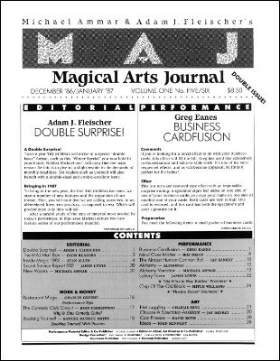 Magical Arts Journal Volume 1 Issue 5 and 6 (Dec 1986 - Jan 1987) by Michael Ammar & Adam J. Fleischer