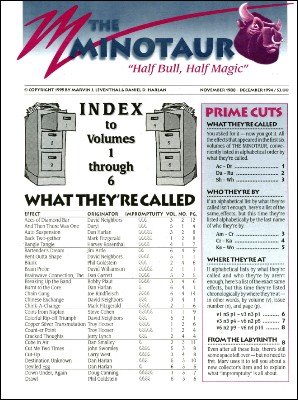 THE MINOTAUR Index Volumes 1-8 by Marvin Leventhal & Dan Harlan