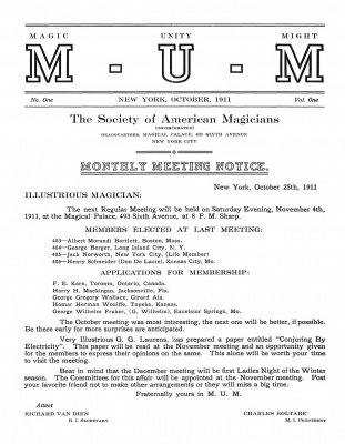 MUM Volume 1 (October 1911 - July 1912) by Charles Roltare