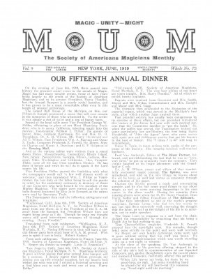 MUM Volume 9 (June 1919 - May 1920) by Charles Roltare