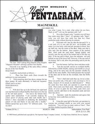 New Pentagram Magazine Volume 20 (March 1988 - February 1989) by Peter Warlock